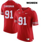 Women's NCAA Ohio State Buckeyes Drue Chrisman #91 College Stitched Authentic Nike Red Football Jersey JN20I45XJ